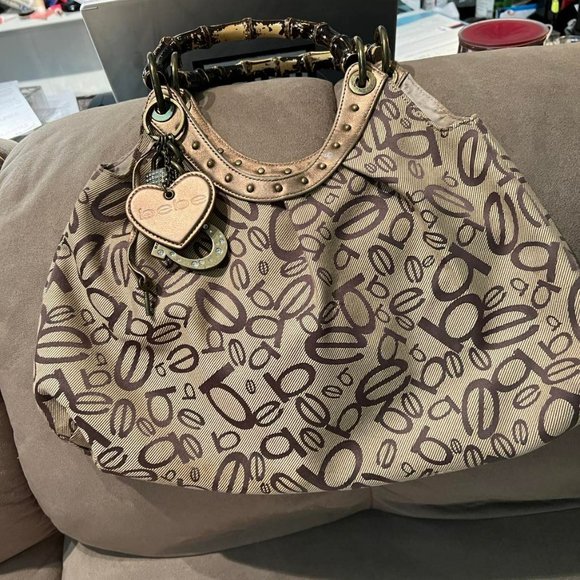 Bebe Purse Bag with Logos and Charms Attached - Picture 3 of 4